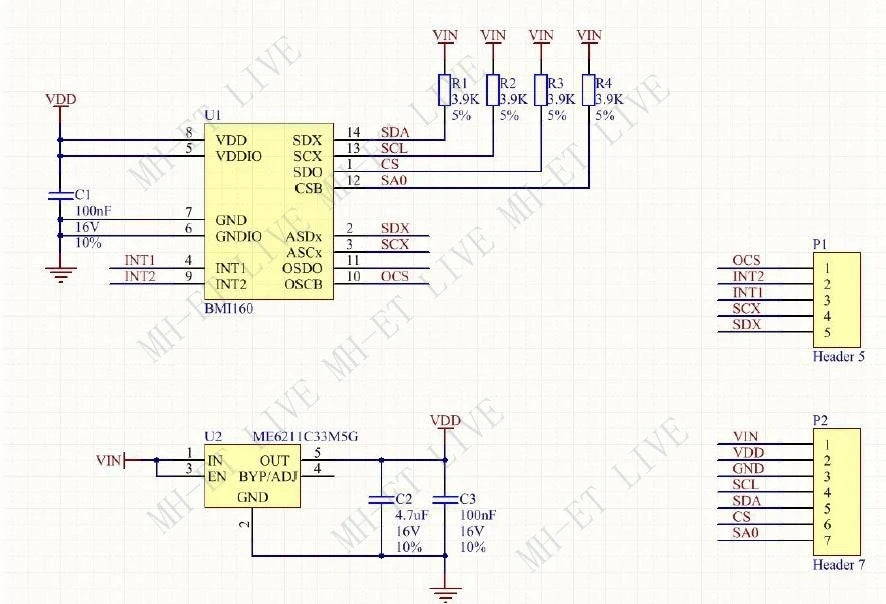 Estardyn GY-BMI160 6-DOF IMU Sensor Module, 3-Axis Accelerometer Gyroscope I2C/SPI for