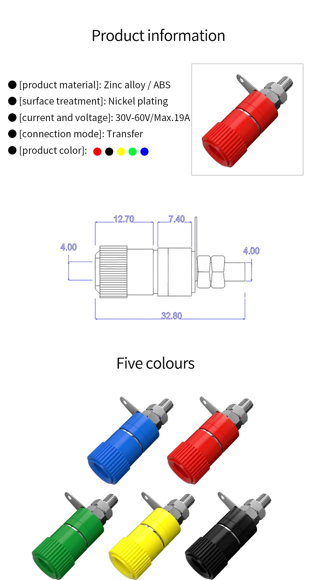 JZDZ 10pcs 4mm Banana Socket Binding Post Nut Banana Plug Jack Electrical Connector Terminal DIY Parts J.50001