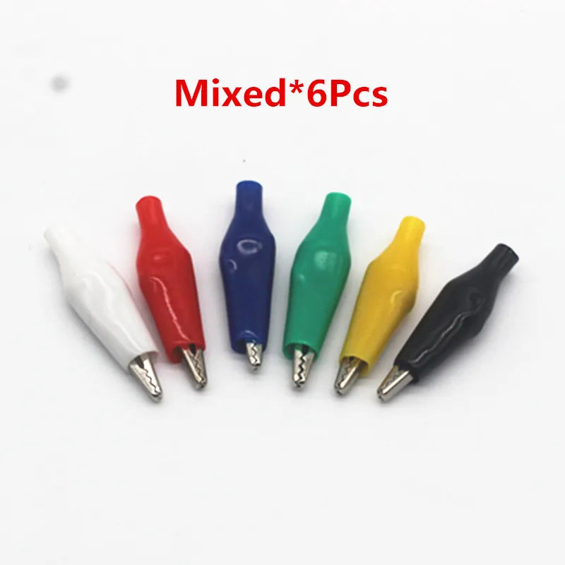6Pcs Alligator Clips Electrical DIY Test Leads Alligator Double-ended Crocodile Clips Roach Clip Test Jumper Wire 28mm
