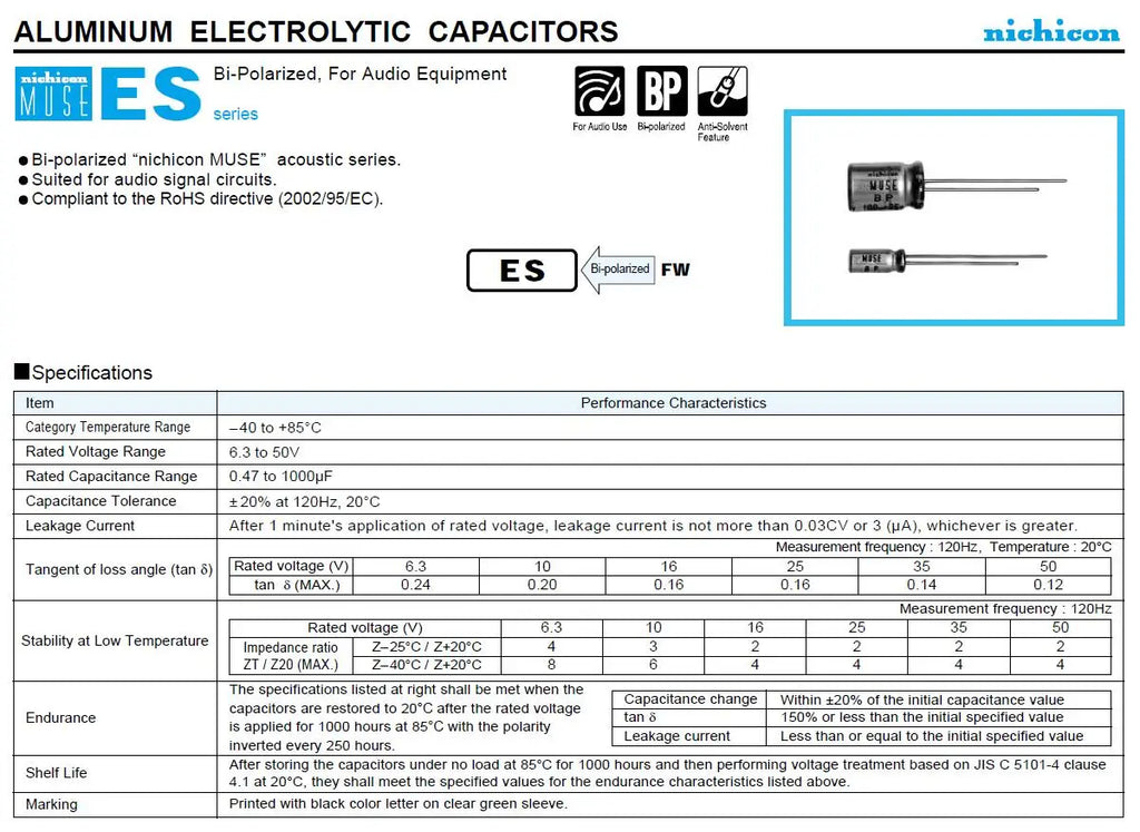 10Pcs/Lot Nichicon MUSE BP ES Non Polar Nonpolar Bipolar HiFi Audio Capacitor 1uf 4.7uf 10uf 22uf 47uf 100uf 25V 50V Copper Feet