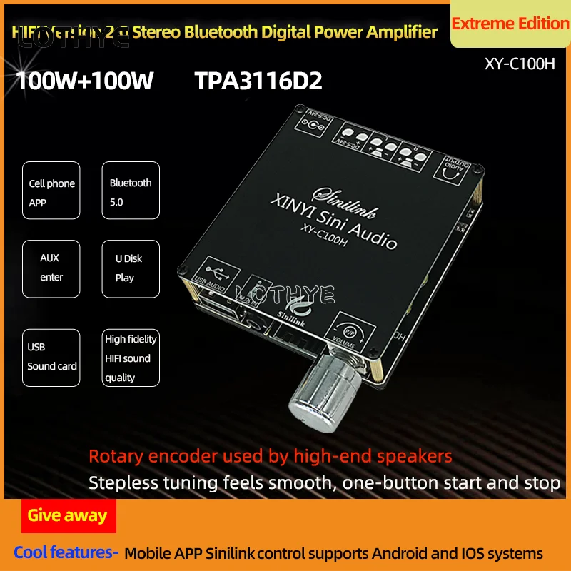 Bluetooth 5.0 Mini Cool Audio Digital Power Amplifier Board 20W*2 50W*2 100W*2 Stereo Wireless AMP Amplificador Module AUX Input