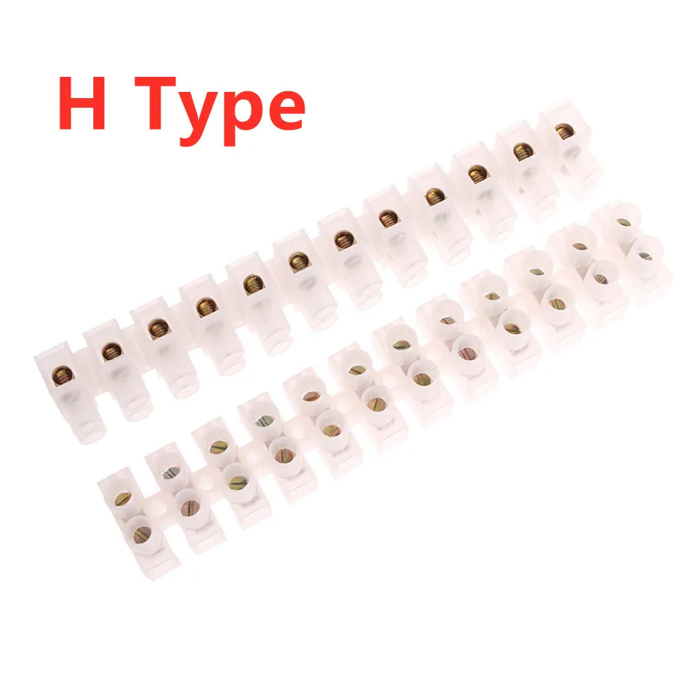 1pcs U H Type 12 Position Plastic Barrier Terminal Strip Block Barrier Screw Block Connection Strips for Electrical Wiring 3A10A