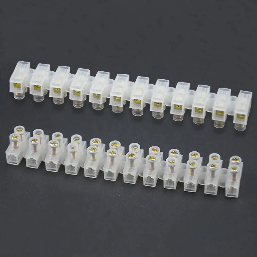 1pcs U H Type 12 Position Plastic Barrier Terminal Strip Block Barrier Screw Block Connection Strips for Electrical Wiring 3A10A
