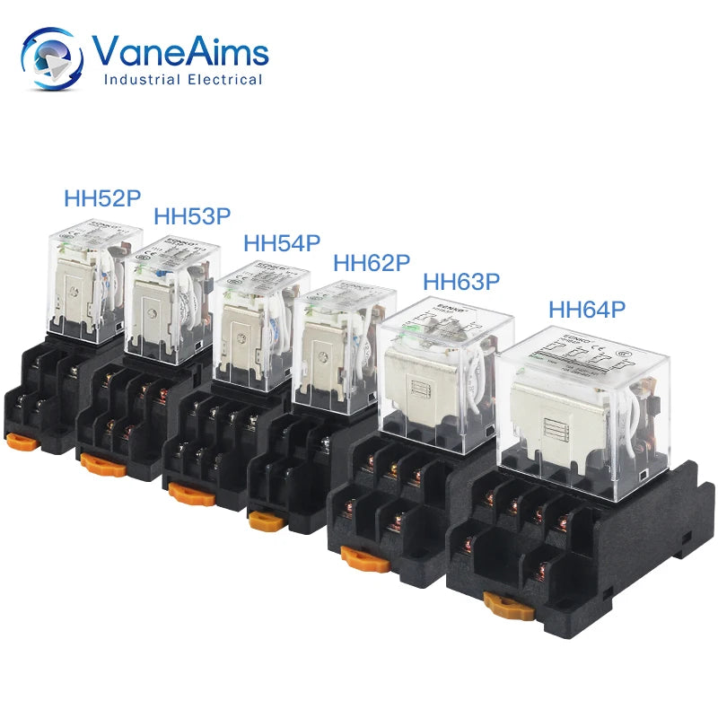 Relay MY4P HH54P MY4NJ Coil General DPDT Micro Mini Electromagnetic Relay Switch with Socket Base LED AC 110V 220V DC 12V 24V