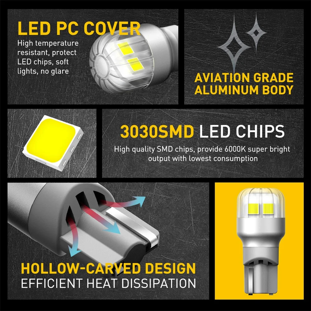 AUXITO 2Pcs T15 LED Lamp Light W16W LED Canbus No Error 12V 3030 SMD 912 921 Bulb Car Backup Reverse Light Auto Lamp 6000K White