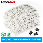 0603 1% High Precision SMD Resistor Kit 0ohm 16 100 470 1K 4.7K 3.9K 10K 33K 43K 56K 62K 75K 82K 91K Ohm 1M5 4M7 Assortment Set
