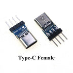 Cltgxdd 1pcs Data Charging Cable Jack Test Board with Pin Header 90/180 Degree USB 3.1 Type-C Female Male Connector