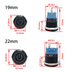 Black Metal Push Button Switch Start Stop 12/24/220V 16/19/22mm Connected LED Backlit Rocket Power Controller Momentary/Latching