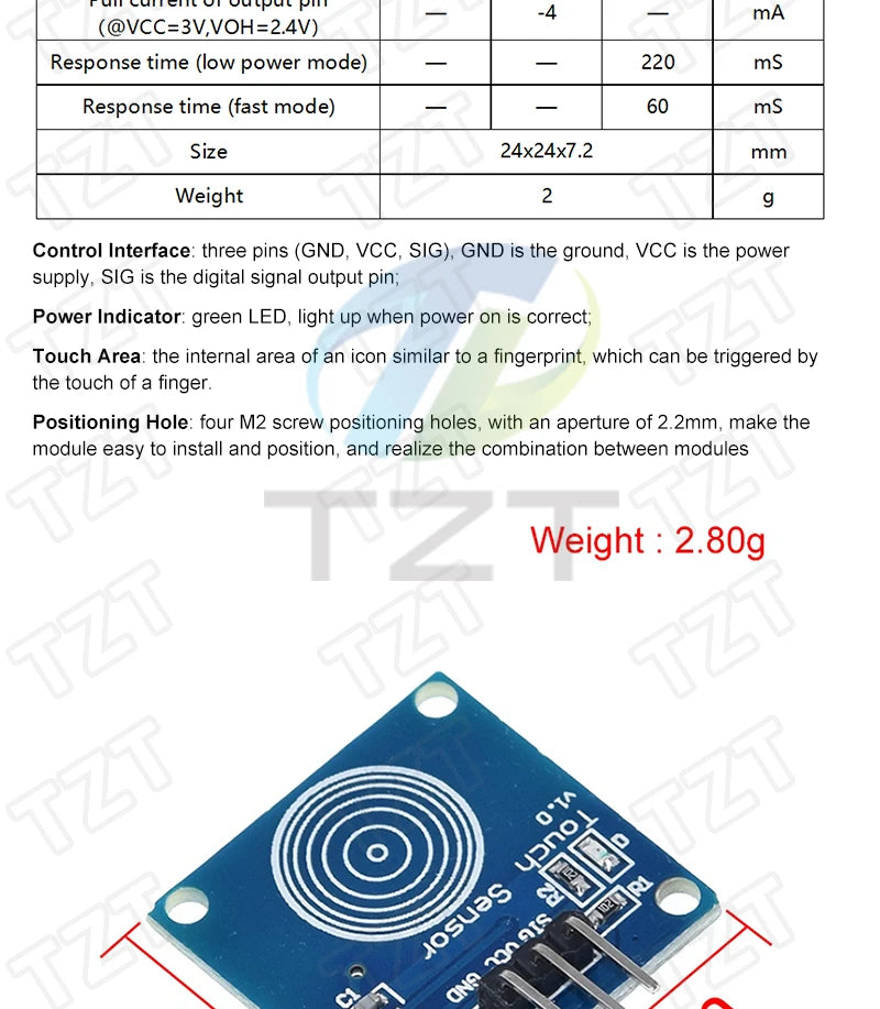 TZT TTP223 12V 1-Channel Touch Relay Module Capacitive Touch Key Switch Sensor Self-Locking/No-Locking HTTM Touch Button