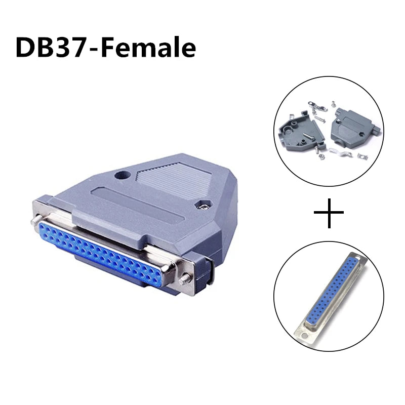 2/5sets DB-9 RS232 Serial Port Connector DB Connector 9/15/25/37 Pin Copper RS232 COM Adapter With Plastic Case Metal shell