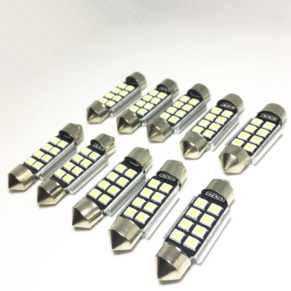 10pcs 31mm 36mm 39mm 41mm Festoon CANbus C5W led ERROR FREE 5630 5730 8 LED smd interior reading white ice blue bulbs dome lamps