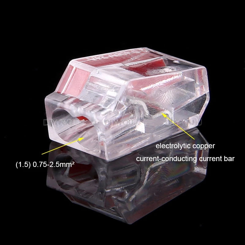 25/50/100Pcs 252/253/254/255 Fast Push-in Conductor Wiring Connector Terminal Block Compact Wire Connector 2/3/4/5Pin AWG18-12
