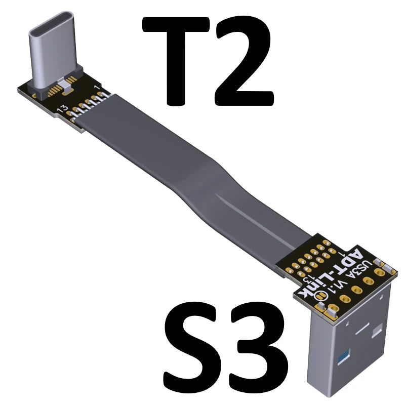 USB Type-C Ribbon Cable Flat EMI shielding FPC Cable USB 3.0 Type C 90 degree Angle Connector up downward 5cm-3m USB 3.1