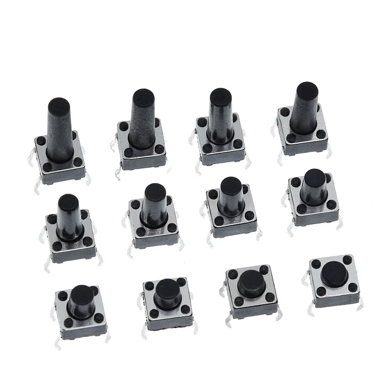 GREATZT 6X6X5/4.3/5.5/6/7/8/9/10/13MM Tact Switch Push Button Switch 12V 4PIN DIP Micro Switch For TV/Toys/home use Button