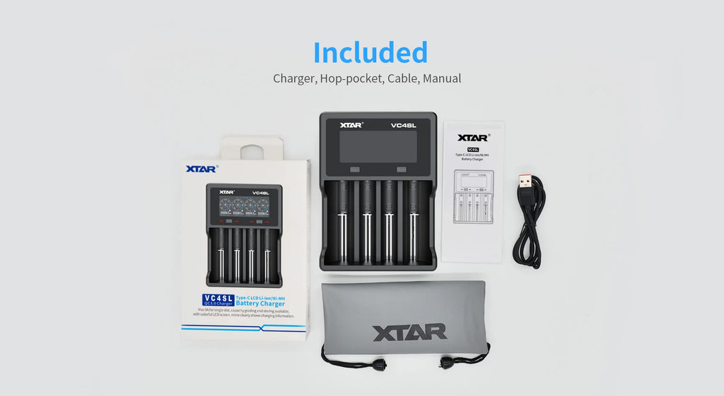 XTAR VC4SL 18650 Battery Charger USB C QC3.0 Fast Charge 1.2V Ni-MH AAA AA Batteries Rechargeable Li ion 21700 Battery Charger