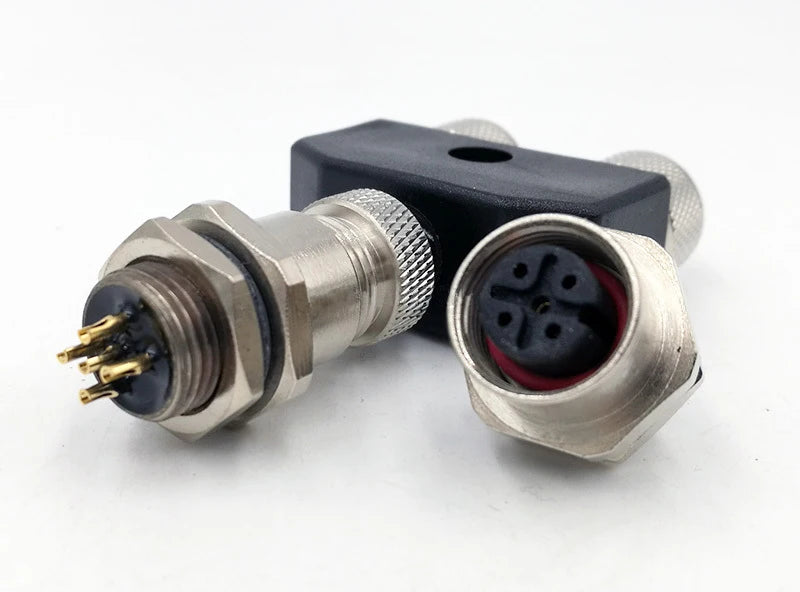 M12 Panel Back Mount Flange Socket Sensor Connector Waterproof Screw Threaded Coupling Male Female 3 4 5 8Pin M1216