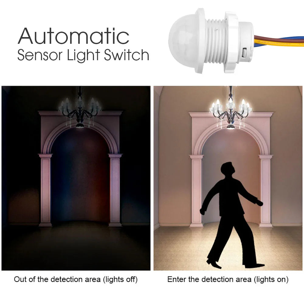 110V 220V Mini PIR Sensor Detector Smart Switch  LED PIR Infrared Motion Sensor Detection Automatic Sensor Light Switch
