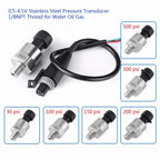 Stainless Steel 1/8" NPT DC 5V Pressure Transducer Sender Sensor For Oil Fuel Water 30/100/150/200/300/500PSI Pressure Senor