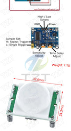 TZT 1/3pcs HC-SR501 Adjust IR Pyroelectric Infrared PIR Motion Sensor Detector Module for arduino for raspberry pi kits