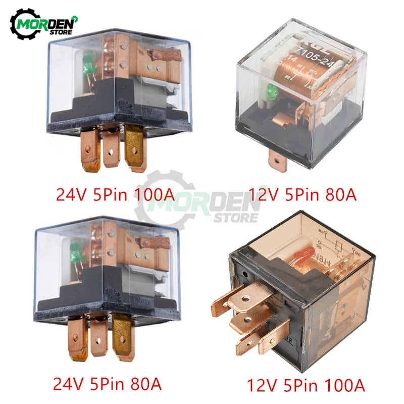 DC 12V 24V Waterproof Automotive Relay 5Pin SPDT Car Control Device 80A 100A Car Relays High Capacity Switching