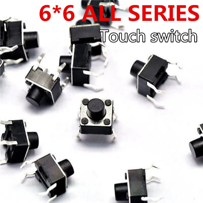 1000pcs/lot 6*6 6X6X5/4.3/5.5/6/7/8/9/10/13/17H button touch switch Copper 4PIN DIP Micro Switch