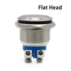 19mm 1NO Momentary High Flat Head Waterproof Reset Metal Push Button Switch Screw Terminal Car Engine Doorbell PC Power Switch