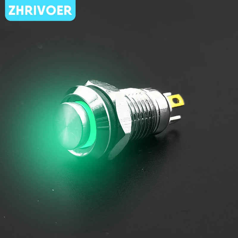 8mm Waterproof Metal Push Button Switch LED Light Self-locking/Latching Self-reset/Momentary 3V 6V 12V 24V 36V 48V 110V 220V