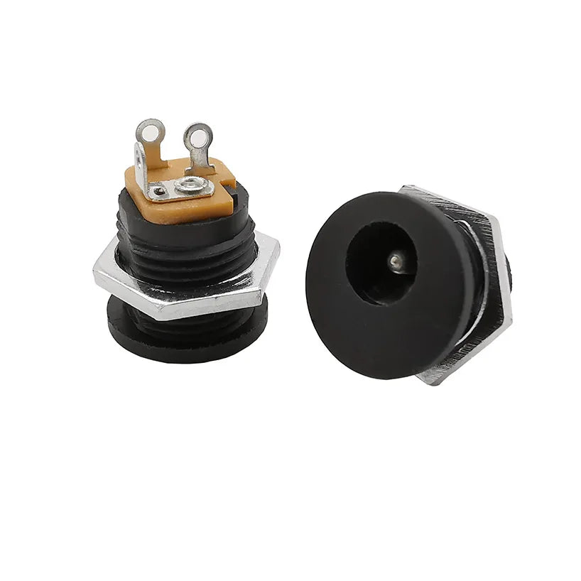 DC-022 5.5x2.1mm DC Power Female Socket Connector DC Plug Jack Screw Nut Interface Panel Mounting Socket Connector DC022 5.5*2.1