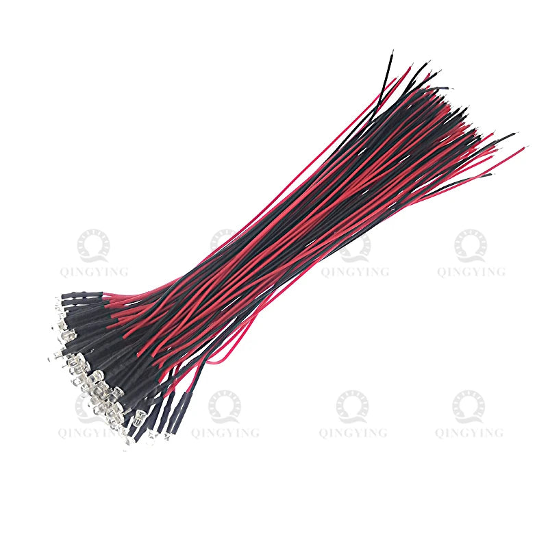 50pcs 3V 5V 12V 24V DC 3mm 5mm Water Clear LED Diodes Red/Green/Blue/Yellow/UV/Orange/Pink/Warm/White/RGB Pre-Wired 20cm Cable