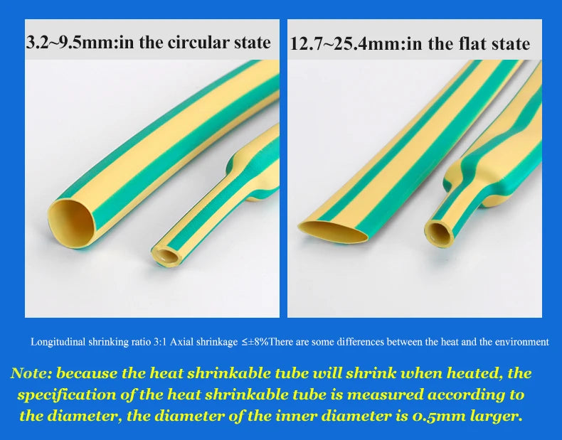 1M 3:1 Heat Shrink Tube with Glue Adhesive Lined  Dual Wall Tubing Sleeve Wrap Wire Cable Kit Yellow Green Dual Wall