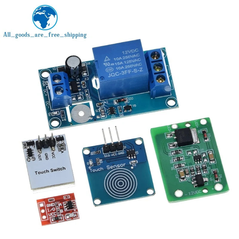 TZT TTP223 12V 1-Channel Touch Relay Module Capacitive Touch Key Switch Sensor Self-Locking/No-Locking HTTM Touch Button