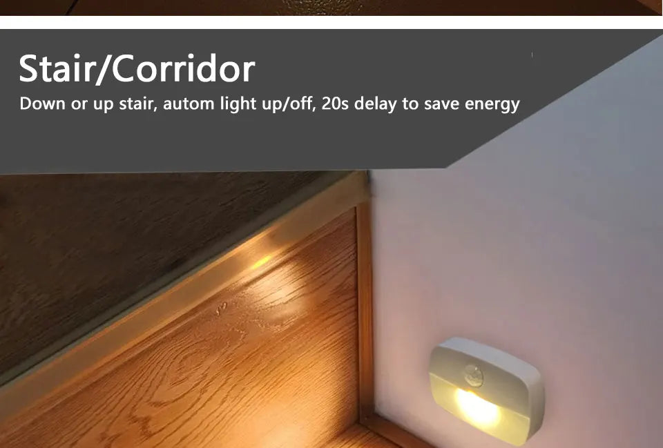 Auto ON/OFF LED Smart Night Lamp Under Cabinet Light PIR Motion Sensor Kitchen Bedroom Light for Night Cupboard Closet Stairs