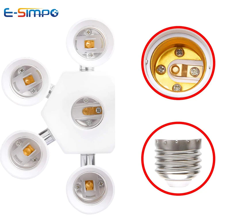 1pc E26 E27 to 4E27 7E27 Adjustable Rotatable Screw Led Lamp CFL Bulb Base Holder Light Socket Adapter Converter Splitter