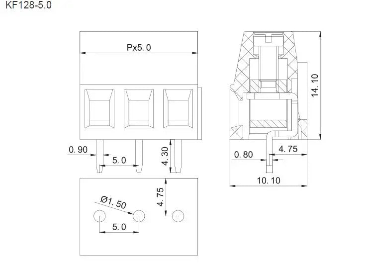 10PCS KF128-2P KF128-3P 3.81 5.0 7.5MM PCB Screw Terminal Block Splice Terminal KF120-2.54 DG308 MG128 Stlxy