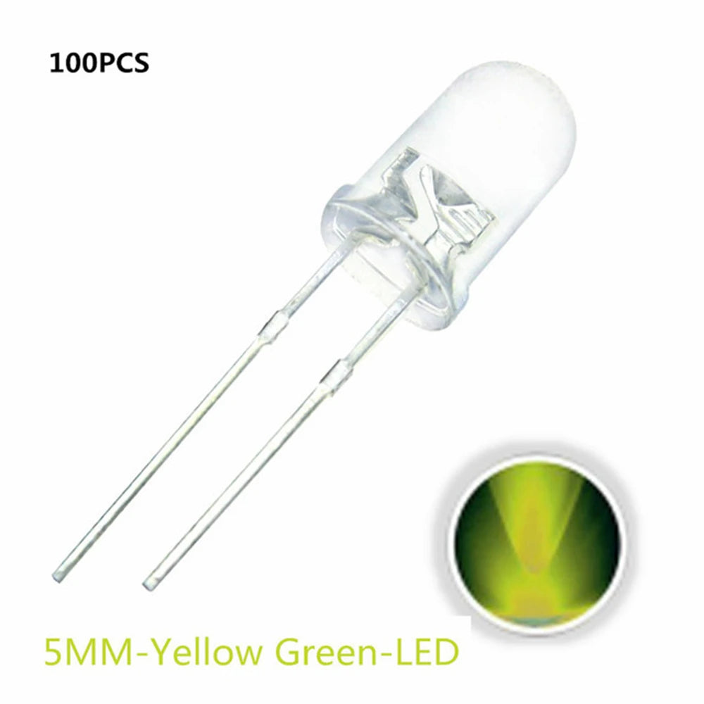 100pcs 5mm LED Diode 5 mm Assorted Kit White Green Red Blue Yellow Orange Pink Purple Warm white DIY Light Emitting Diode