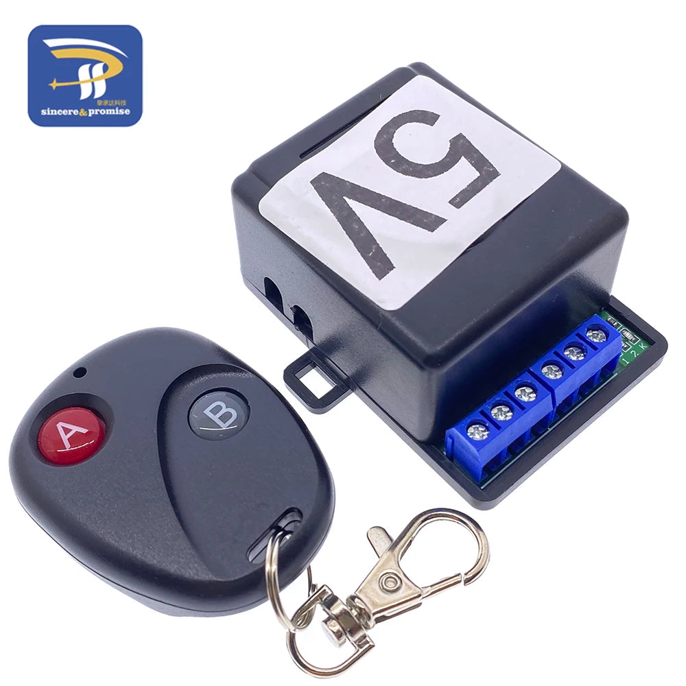 433Mhz RF Remote Control Wireless Switch DC 5V 12V 1CH 2 Way Relay Receiver and 2CH Transmitter For Door Electromagnetic Lock
