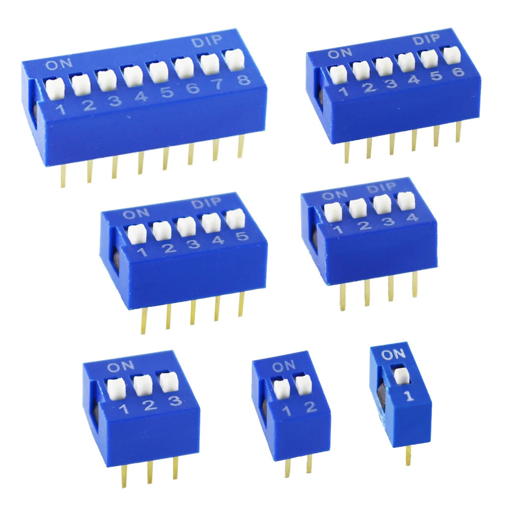 35PCS/LOT Dip Switch Kit In Box 1 2 3 4 5 6 8 Way 2.54mm Toggle Switch Red Snap Switches Mixed Kit Each 5PCS Combination Set