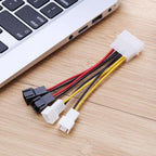4-Pin Molex to 3-Pin Fan Power Cable Adapter Connector 12v*2 / 5v*2 Computer Cooling Fan Cables For CPU PC Case Multi-Fan Hot