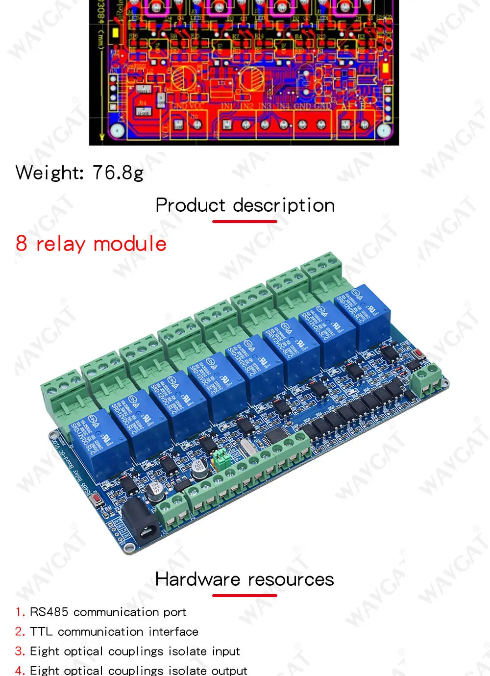 5V 12V Modbus Rtu 4 8 channel Relay Module RS485 TTL Communication 4 8 way Input Relay Module