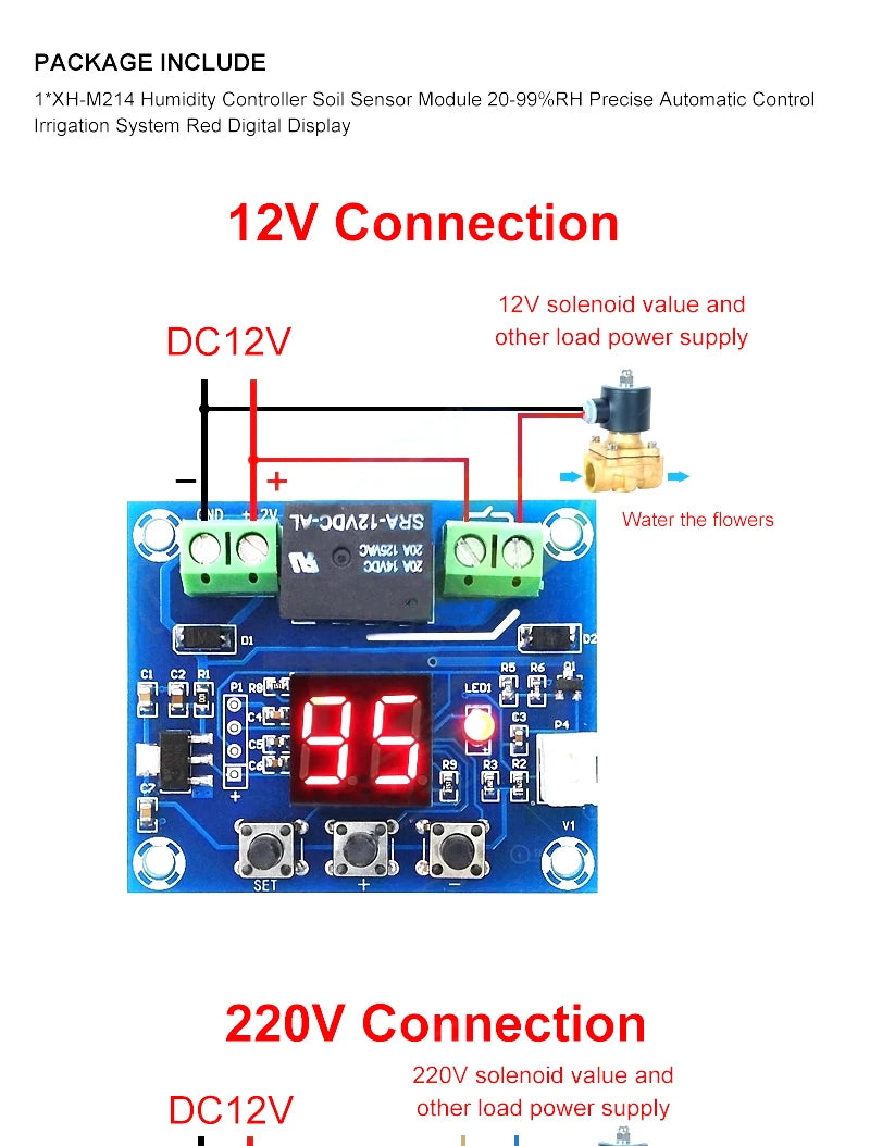 Capacitive Soil Moisture Sensor Module / Soil Humidity Digital Display Relay Control Module Automatic Watering For Arduino