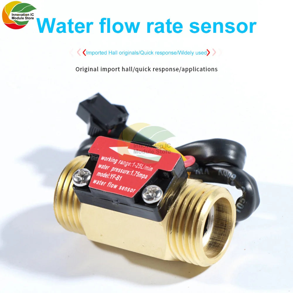 Brass Flow Sensor G1/2"DN15 Thread Hall Sensor YF-B1/B2/B3/B7 Switch Water Flow Sensor Flow Meter Hall Turbine Flow 1~25L/min