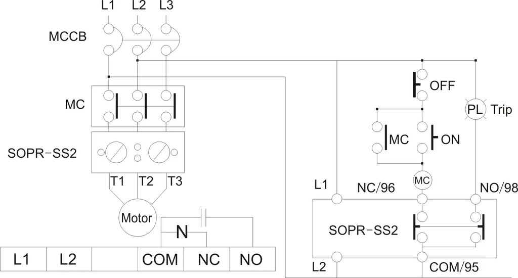 Samwha-Dsp SOPR-SS2-220 Electronic Overload Relay Motor Protector Thermal Overload Relay(Un:90~260VAC)