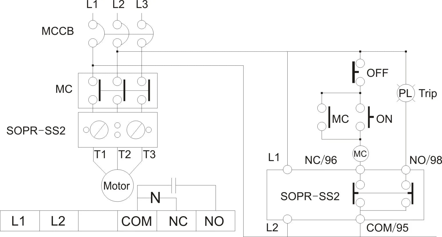 Samwha-Dsp SOPR-SS2-220 Electronic Overload Relay Motor Protector Thermal Overload Relay(Un:90~260VAC)