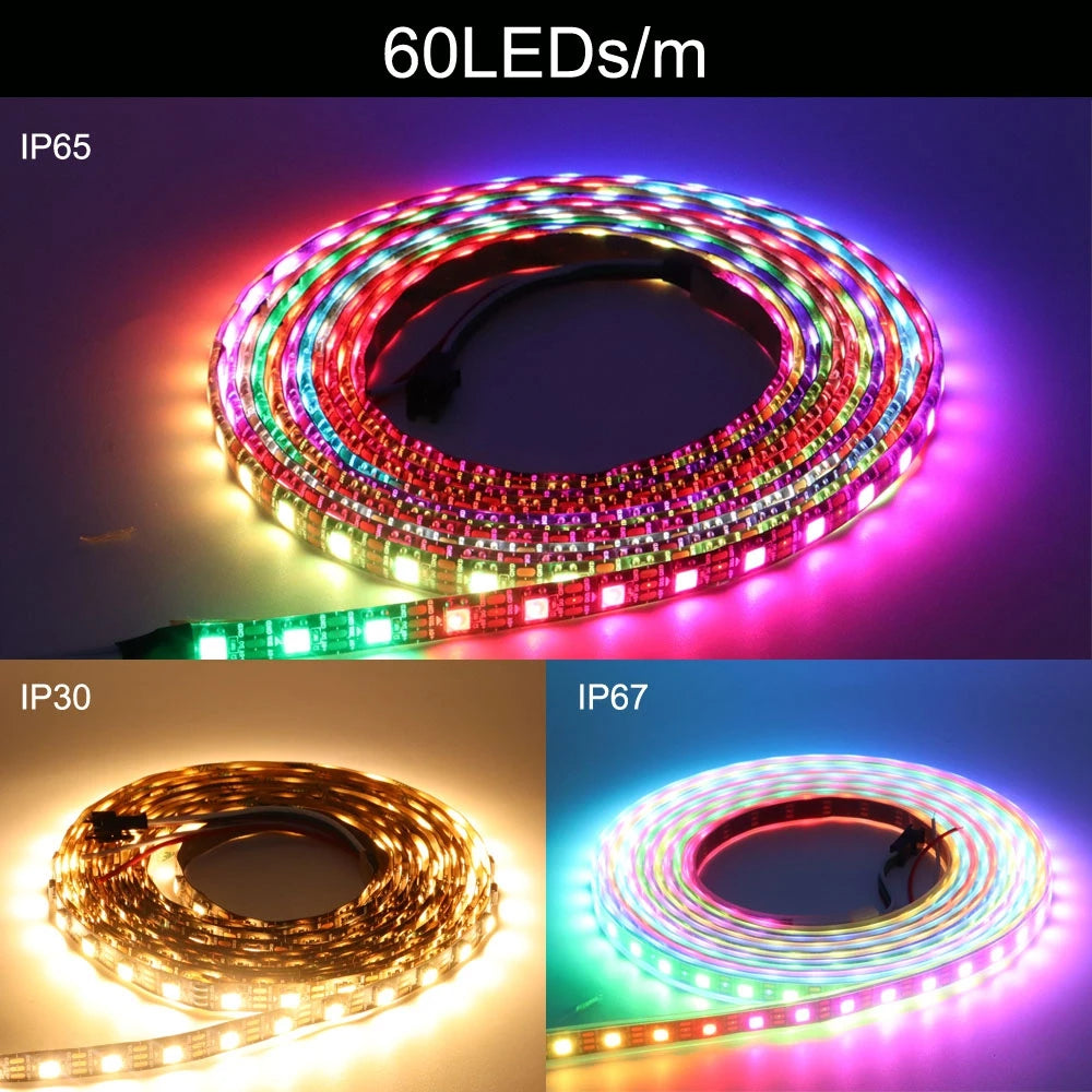 SK6812 RGBW Led Strip Light 4 IN 1 Similar WS2812B 30 60 144 LEDs/m Individual Addressable RGBWW Led Lights IP30 65 67 DC5V
