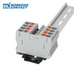 PT10-PE Push-in Ground Feed Through Din Rail Terminal Block 10mm² Protective Earth Plug Wire Electrical Connector PT 10-PE