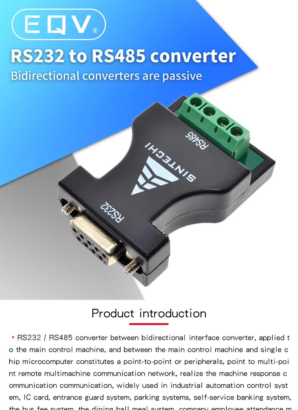 RS-232 RS232 to RS-485 RS485 Interface Serial Adapter Converter NEW