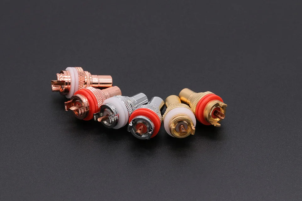 1pair/2pcs Luxury Gold plated RCA Jack Connector Panel Mount Chassis Audio Socket Plug Bulkhead with NUT Solder CUP 3Colors