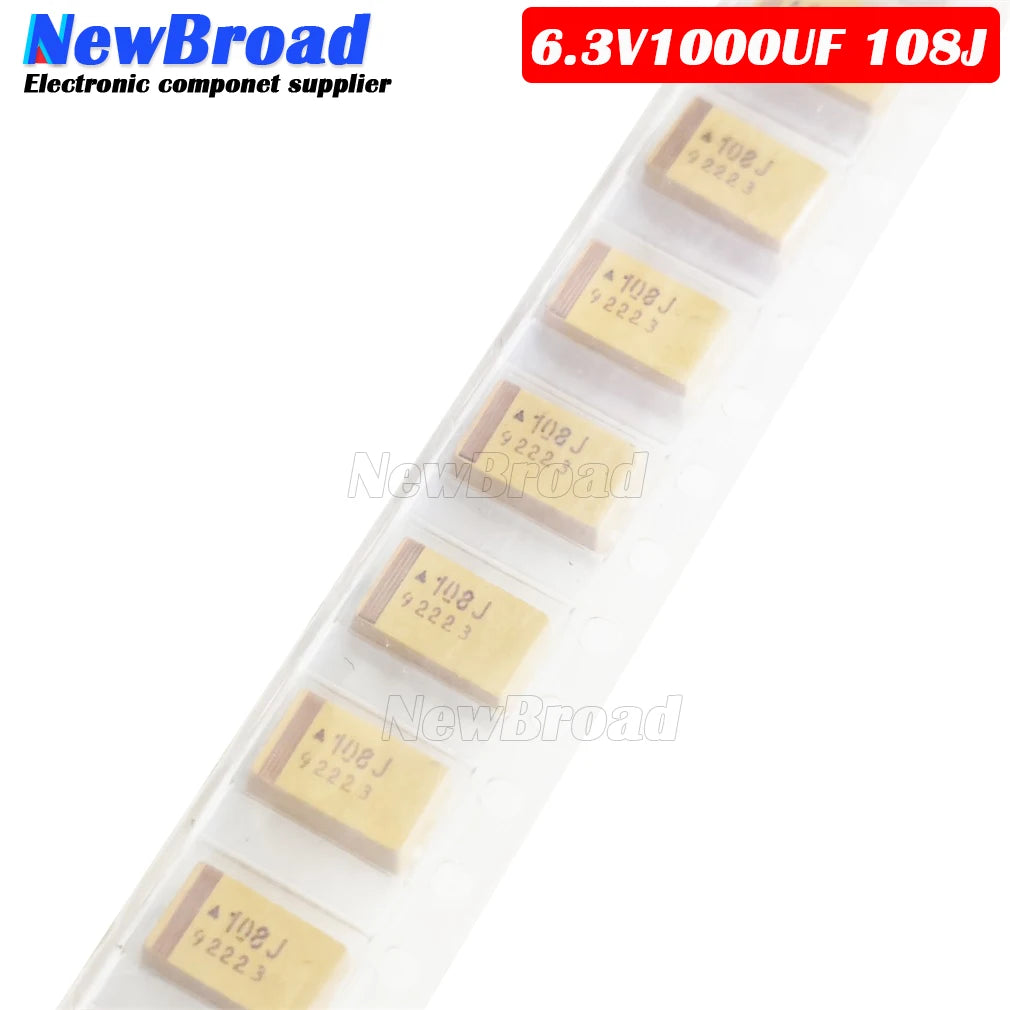 5PCS SMD Tantalum Capacitor 6.3V1000UF 108J 1000U 6V E7343 E-type 2927 6.3V 1000UF Yellow Black