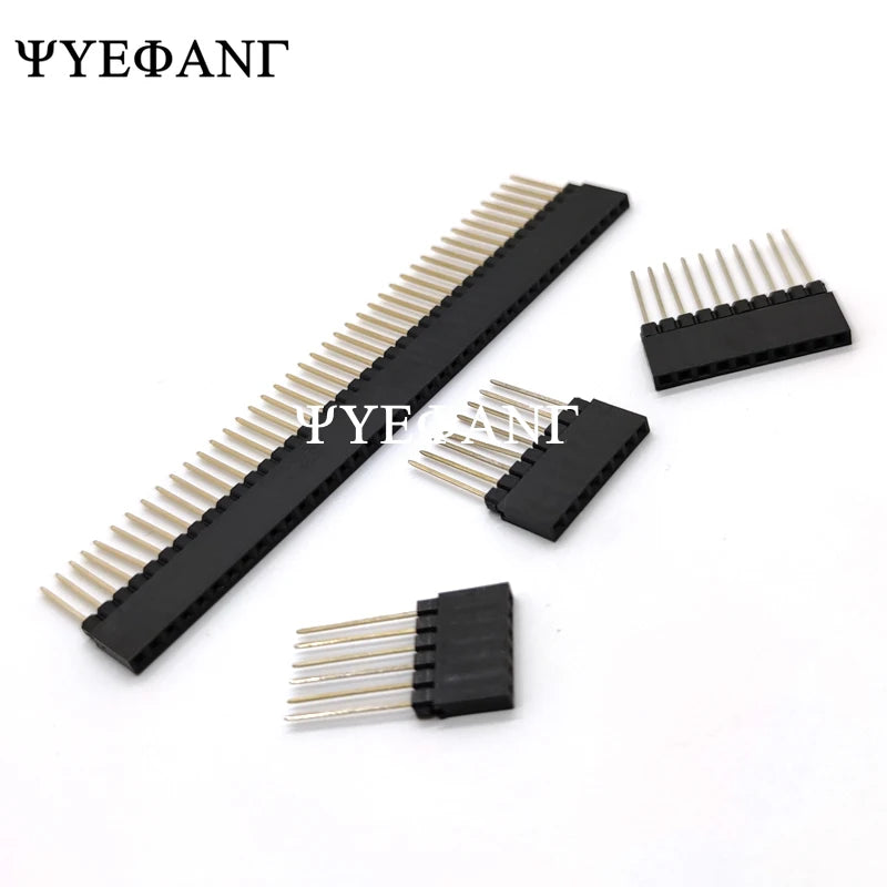 5pcs 2.54mm PC104 Female Header 1X6P/8P/10P/40P Straight Pin Length 12mm Single Row Gold-plated