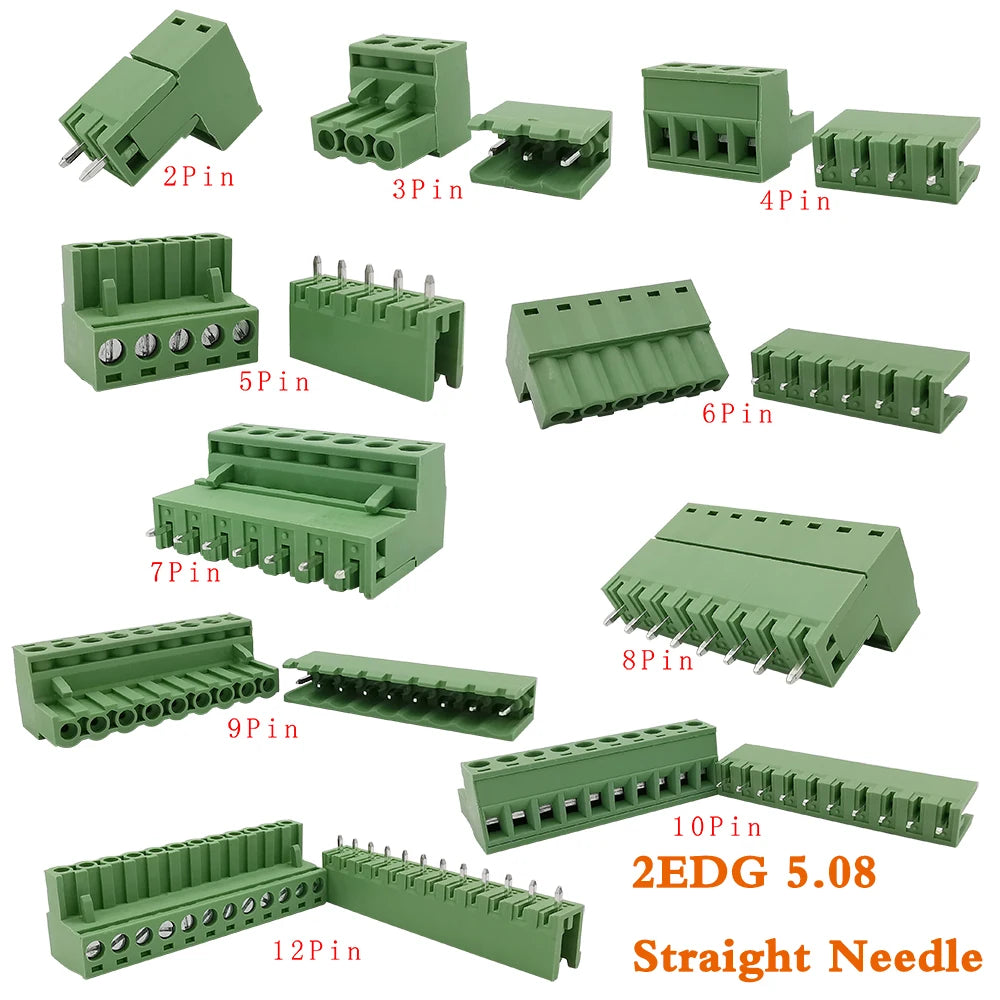 10/5 Pairs Pitch 5.08mm Terminal Block Connector 2EDG 5.08mm 2-12 Pin Pcb Screw Connector Terminal Block 2EDG Socket PCB	Screw
